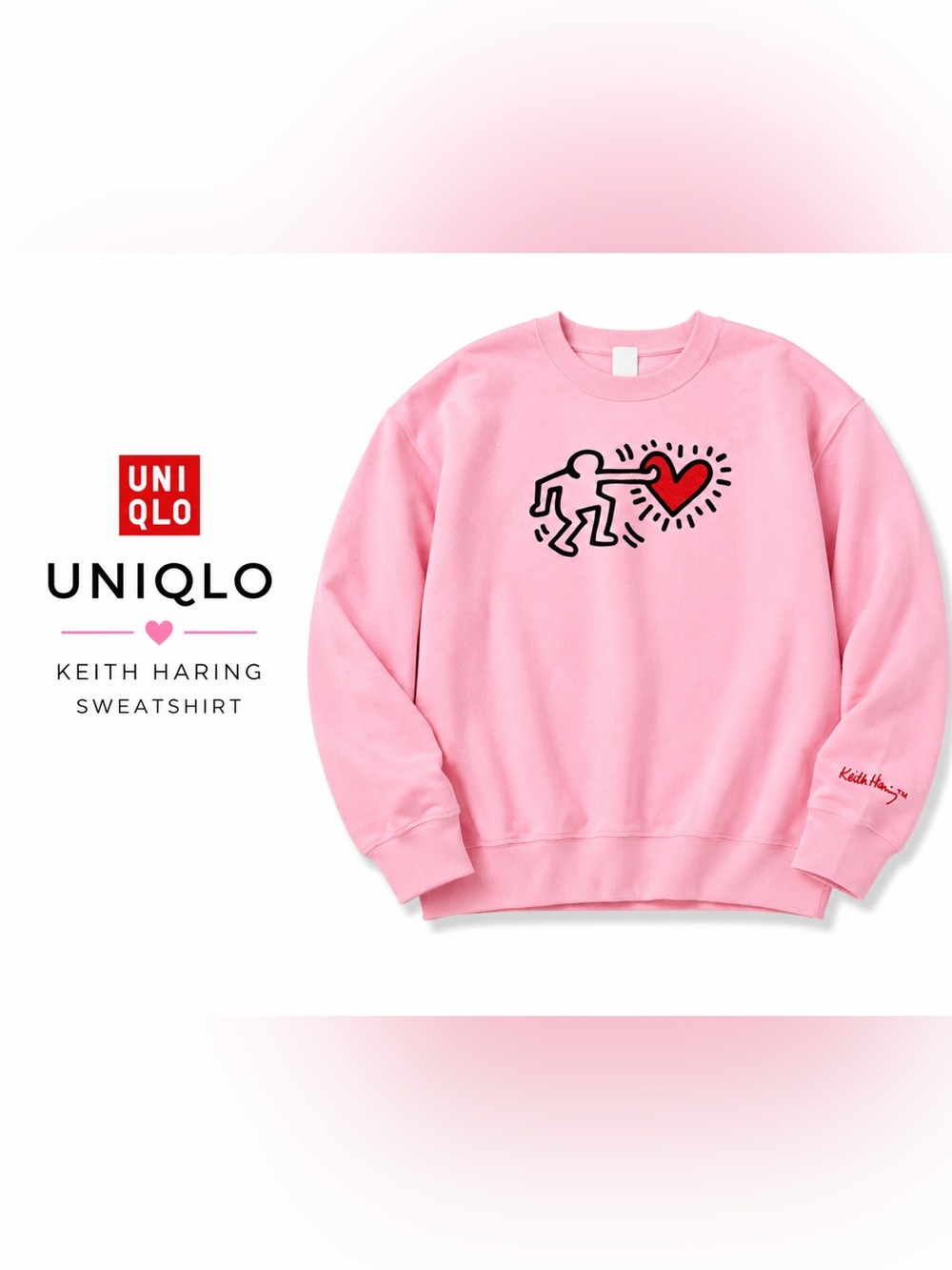 Uniqlo x Keith Haring Pink Graphic Sweatshirt Size Small Artist Collaboration